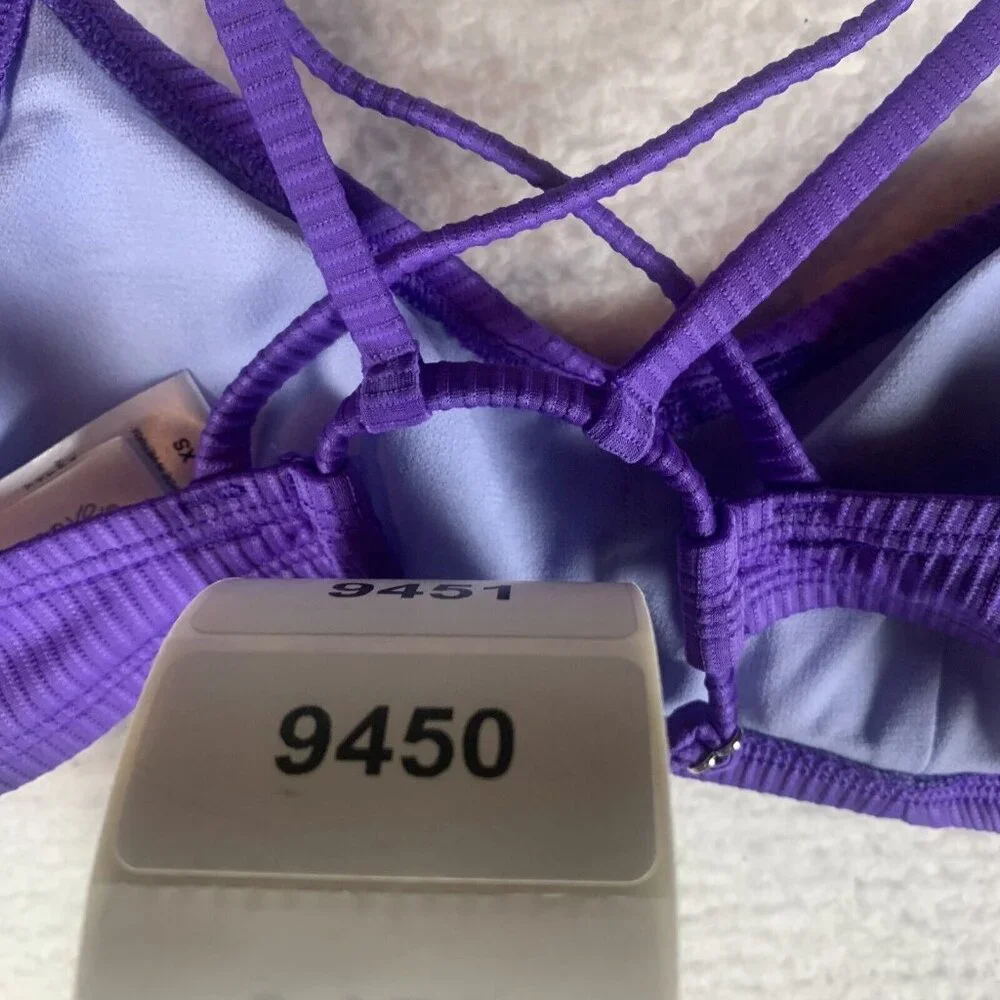 Salt + Cove Raised Rib Strappy Bralette Bikini Top Women XS Purple Stretch S9450 - Picture 7 of 7
